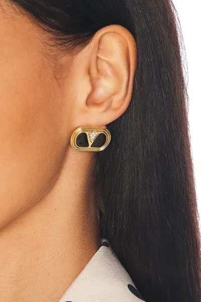 Valentino Garavani Two-tone Enamel And Metal Vlogo Earrings In Multicolor