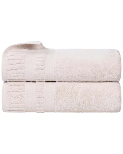 Superior Set Of 2 Venice Zero Twist Cotton Medium Weight Soft Absorbent Bath  Towels