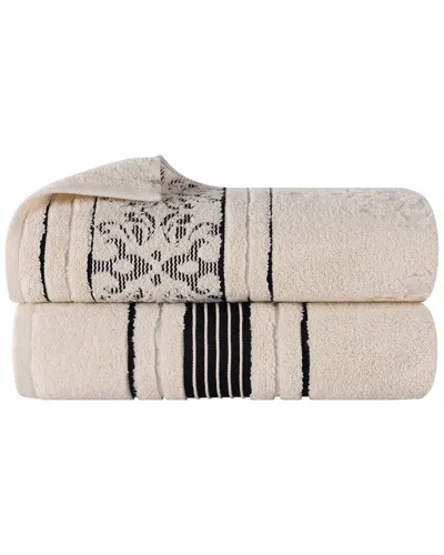 Superior Set Of 2 Sadie Zero Twist Cotton Jacquard Floral Absorbent Bath  Sheets