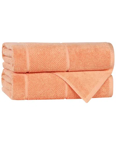 Superior Set Of 2 Mile Smart Twist Cotton Medium Weight Solid Broad Border  Bath Towels