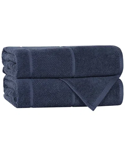 Superior Set Of 2 Mile Smart Twist Cotton Medium Weight Solid Broad Border  Bath Towels