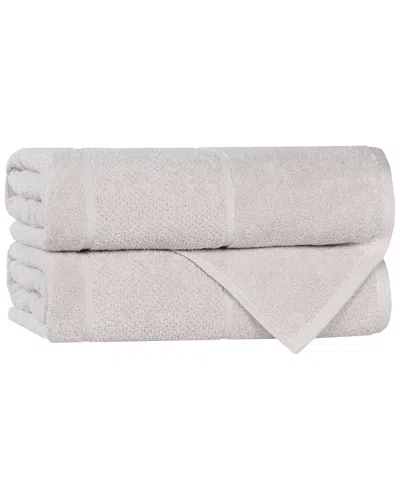 Superior Set Of 2 Mile Smart Twist Cotton Medium Weight Solid Broad Border  Bath Towels