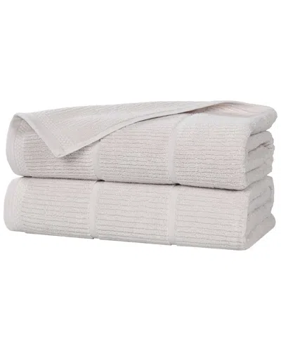Superior Set Of 2 Milo Smart Twist Cotton Medium Weight Solid Ribbed Bath  Sheets