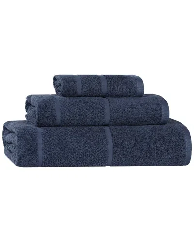 Superior Mile Smart Twist Cotton Medium Weight Solid Broad Border 3pc Towel  Set