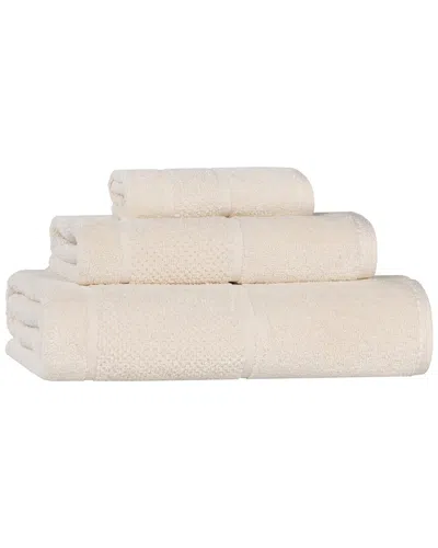 Superior Mile Smart Twist Cotton Medium Weight Solid Broad Border 3pc Towel  Set