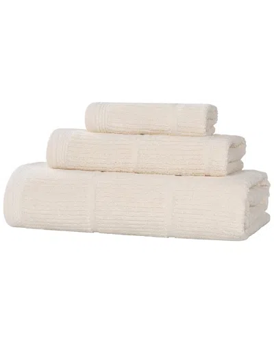 Superior Milo Smart Twist Cotton Medium Weight Solid Ribbed 3pc Towel Set