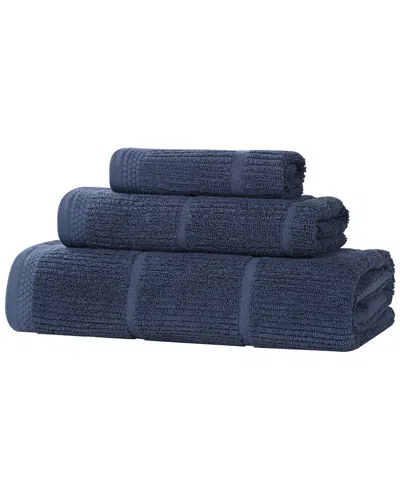 Superior Milo Smart Twist Cotton Medium Weight Solid Ribbed 3pc Towel Set
