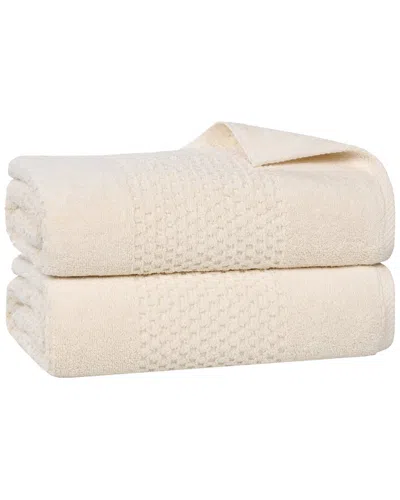 Superior Set Of 2 Playa Zero Twist Cotton Medium Weight Solid Waffle Textured  Bath Sheets