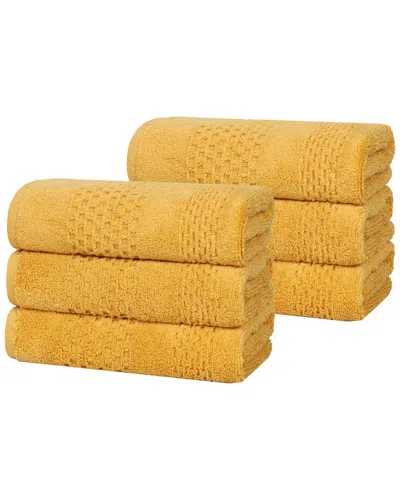 Superior Set Of 6 Playa Zero Twist Cotton Solid Waffle Textured Hand Towels
