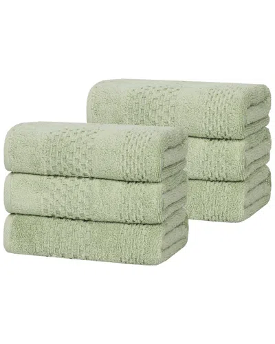Superior Set Of 6 Playa Zero Twist Cotton Solid Waffle Textured Hand Towels