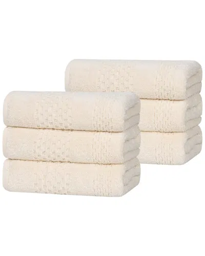 Superior Set Of 6 Playa Zero Twist Cotton Solid Waffle Textured Hand Towels