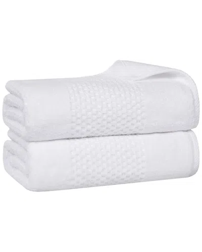 Superior Set Of 2 Playa Zero Twist Cotton Medium Weight Solid Waffle Textured  Bath Sheets