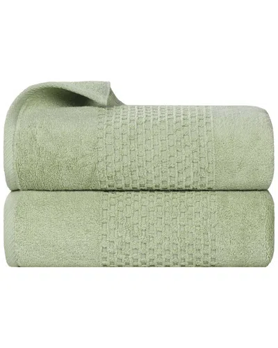 Superior Set Of 2 Playa Zero Twist Cotton Medium Weight Solid Waffle Textured  Bath Towels