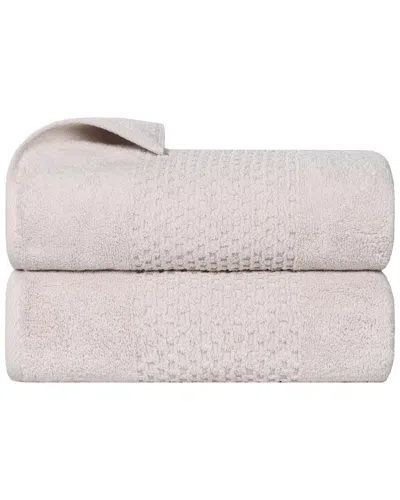 Superior Set Of 2 Playa Zero Twist Cotton Medium Weight Solid Waffle Textured  Bath Towels