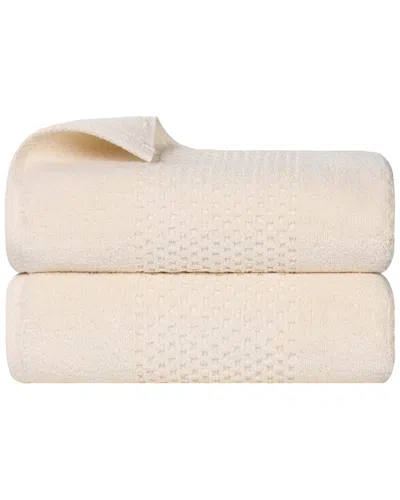 Superior Set Of 2 Playa Zero Twist Cotton Medium Weight Solid Waffle Textured  Bath Towels