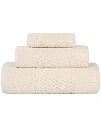 Superior Playa Zero Twist Cotton Medium Weight Solid Waffle Textured 3pc Towel  Set