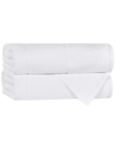 Superior Set Of 2 Mile Smart Twist Cotton Medium Weight Solid Broad Border  Bath Towels