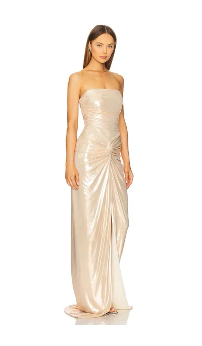Retroféte Maytal Metallic Strapless Gown In Metallic Gold