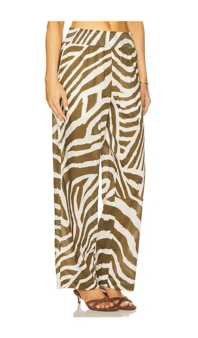 Rails Brendon Wide Leg Cotton Pants In Olive,ivory