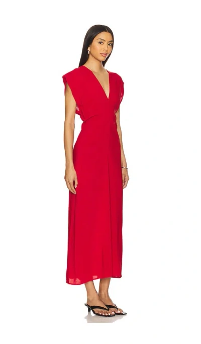 St Agni Plunge Draped Crepe Maxi Dress In Red