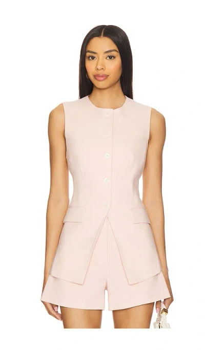 Veronica Beard Lois Linen Vest In Pink Shell