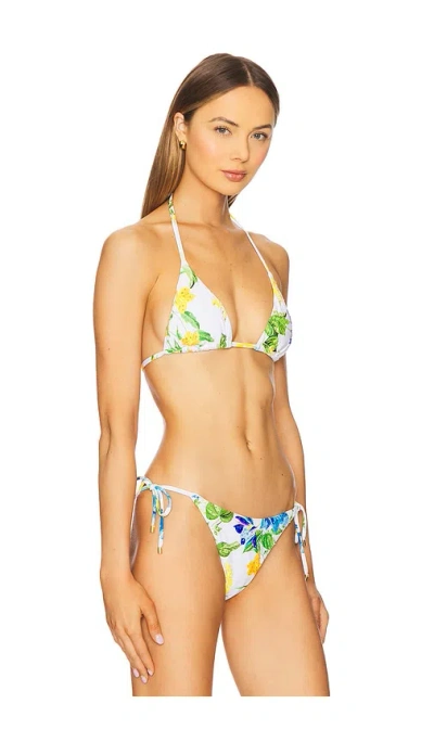 Pq Embroidered Triangle Bikini Top In White