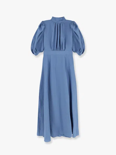Actualee Linen Long Dress In Blue