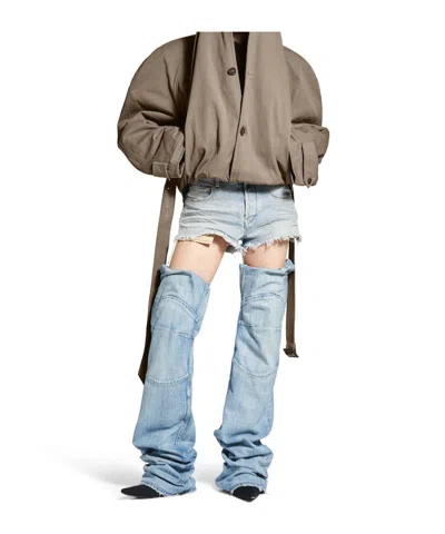 Balenciaga Flipped Hooded Trench Coat In Dark Beige