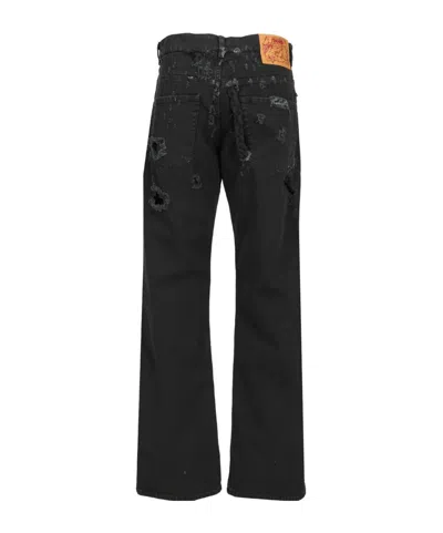 Magliano Braided Back Distressed Denim In Black