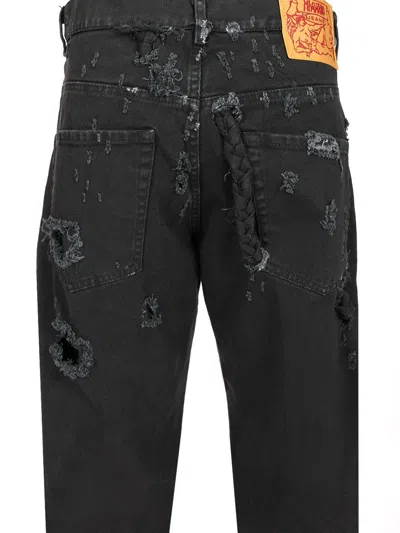 Magliano Braided Back Distressed Denim In Black