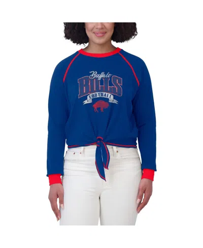 Wear By Erin Andrews Women's Royal/red New England Patriots Plus Size Tie-front Long Sleeve Top In Blue