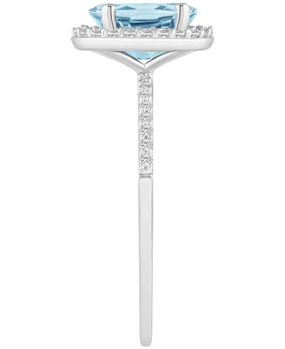 Macy's Lab-created Ruby (1-1/4 Ct. T.w.) & Lab-created White Sapphire (1/5 Ct. T.w.) Halo Ring In 10k White In Aquamarine,white Gold