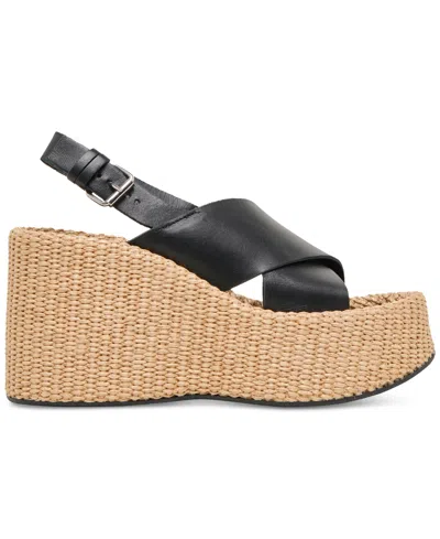 Dolce Vita Skylar Slingback Platform Wedge Sandal In Black