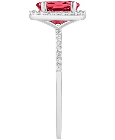 Macy's Lab-created Ruby (1-1/4 Ct. T.w.) & Lab-created White Sapphire (1/5 Ct. T.w.) Halo Ring In 10k White In Ruby,white Gold