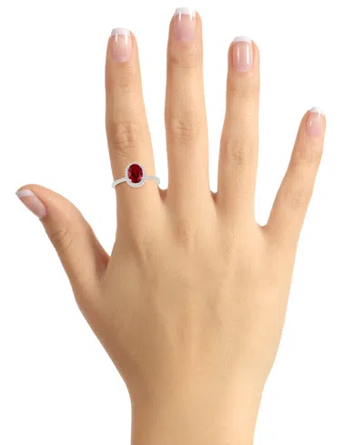 Macy's Lab-created Ruby (1-1/4 Ct. T.w.) & Lab-created White Sapphire (1/5 Ct. T.w.) Halo Ring In 10k White In Ruby,white Gold