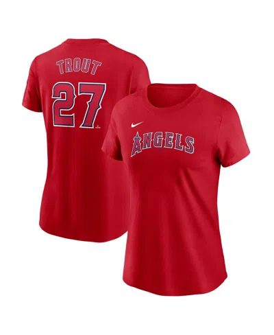 Nike Women's Mike Trout Red Los Angeles Angels Fuse Name Number T-shirt In Red