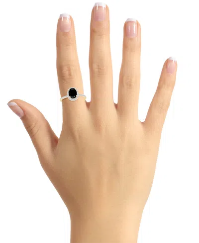 Macy's Lab-created Ruby (1-1/4 Ct. T.w.) & Lab-created White Sapphire (1/5 Ct. T.w.) Halo Ring In 10k White In Onyx,gold