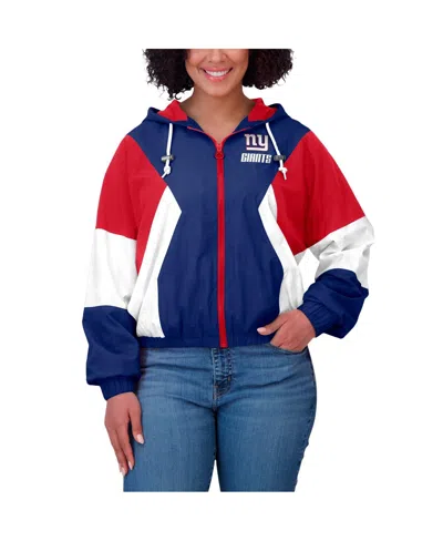 Wear By Erin Andrews Royal New England Patriots Color Block Full-zip Windbreaker Jacket In Royal