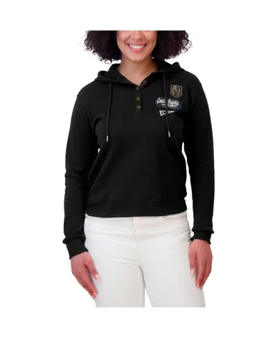 Wear By Erin Andrews Women's Black Vegas Golden Knights Waffle-knit Pullover Hoodie In Black