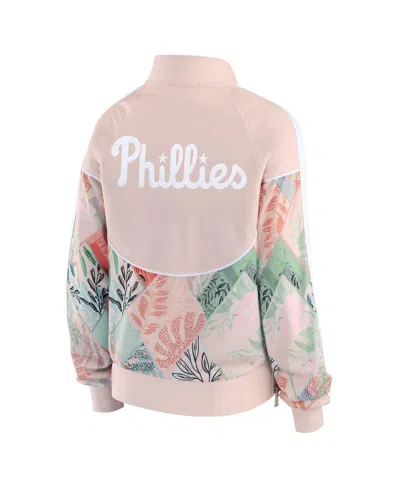 Wear By Erin Andrews Women'sâ Sand Philadelphia Phillies Raglan Full-zip Track Jacket In Neutral