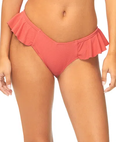 Raisins Juniors Cannes Ruffled Bikini Top Cabo Bottoms In Red