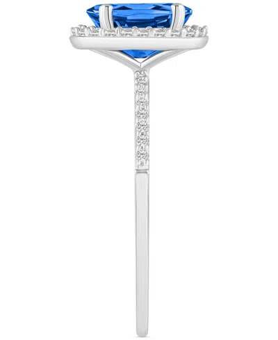 Macy's Lab-created Ruby (1-1/4 Ct. T.w.) & Lab-created White Sapphire (1/5 Ct. T.w.) Halo Ring In 10k White In Sapphire,white Gold