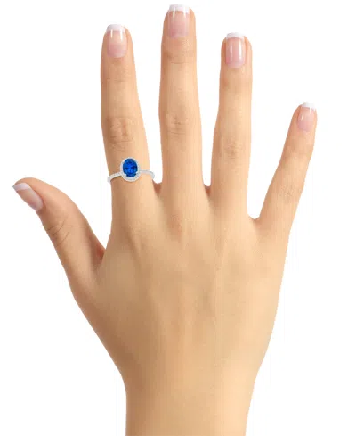 Macy's Lab-created Ruby (1-1/4 Ct. T.w.) & Lab-created White Sapphire (1/5 Ct. T.w.) Halo Ring In 10k White In Sapphire,white Gold