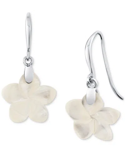 Macy's Mother-of-pearl (15mm) Flower Drop Earrings In Sterling Silver In Silver