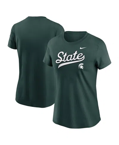 Nike Michigan State Athletic Prep Arch Local Script  Women's College T-shirt In Green