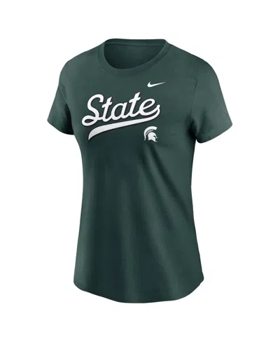 Nike Michigan State Athletic Prep Arch Local Script  Women's College T-shirt In Green