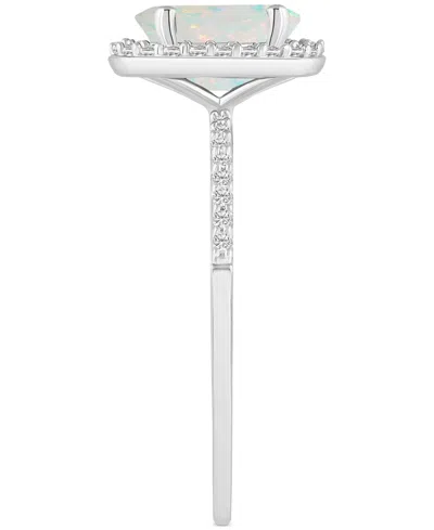 Macy's Lab-created Ruby (1-1/4 Ct. T.w.) & Lab-created White Sapphire (1/5 Ct. T.w.) Halo Ring In 10k White In Opal,white Gold