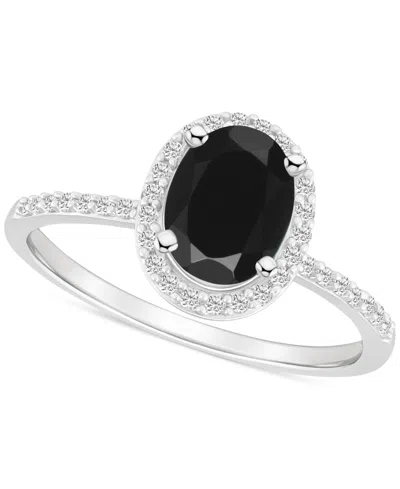 Macy's Lab-created Ruby (1-1/4 Ct. T.w.) & Lab-created White Sapphire (1/5 Ct. T.w.) Halo Ring In 10k White In Onyx,white Gold