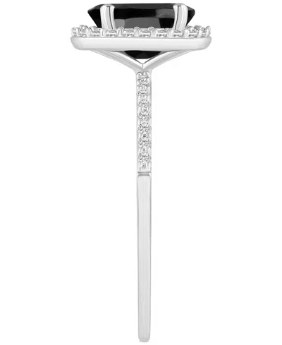 Macy's Lab-created Ruby (1-1/4 Ct. T.w.) & Lab-created White Sapphire (1/5 Ct. T.w.) Halo Ring In 10k White In Onyx,white Gold