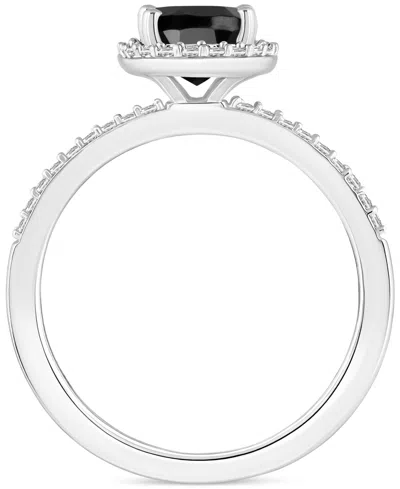 Macy's Lab-created Ruby (1-1/4 Ct. T.w.) & Lab-created White Sapphire (1/5 Ct. T.w.) Halo Ring In 10k White In Onyx,white Gold